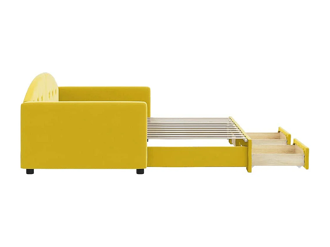 Sofá-cama com gavetão e gavetas 90x200 cm veludo amarelo
