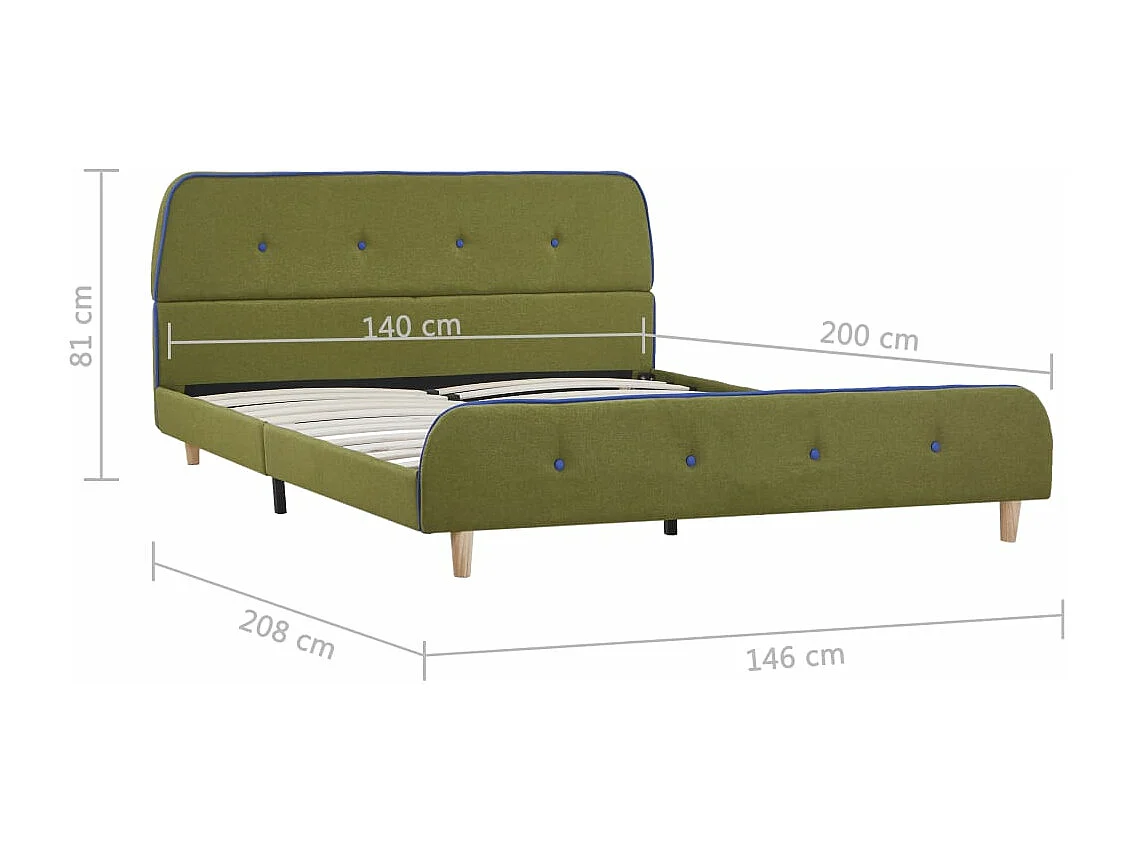 Bedframe stof groen 140x200 cm