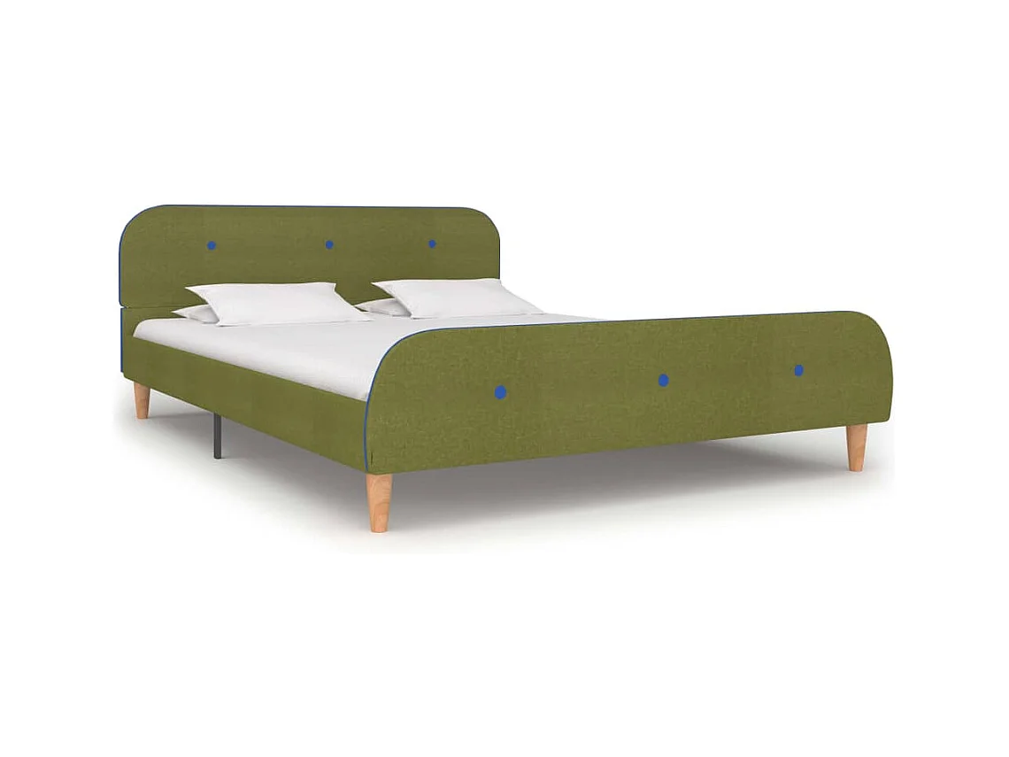 Cadre de lit sans matelas vert tissu 140x200 cm