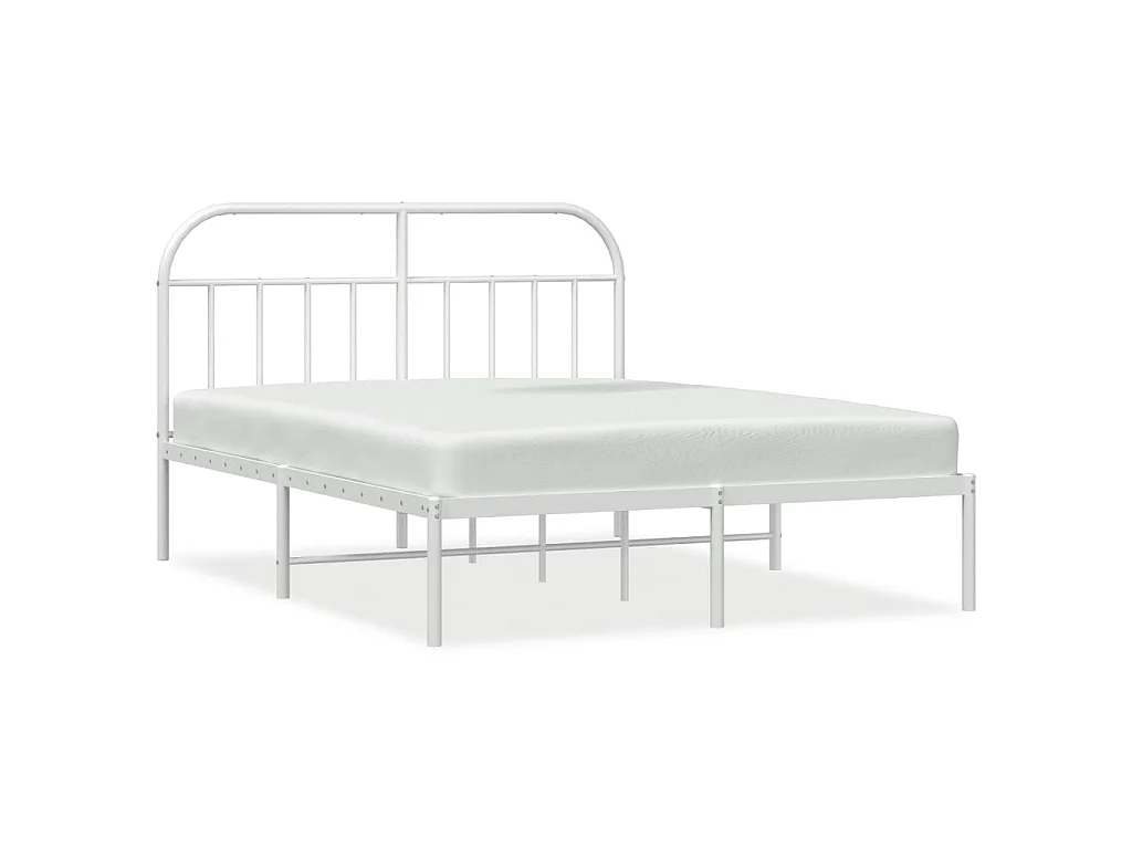 Cadre de lit métal sans matelas et tête de lit blanc 160x200 cm