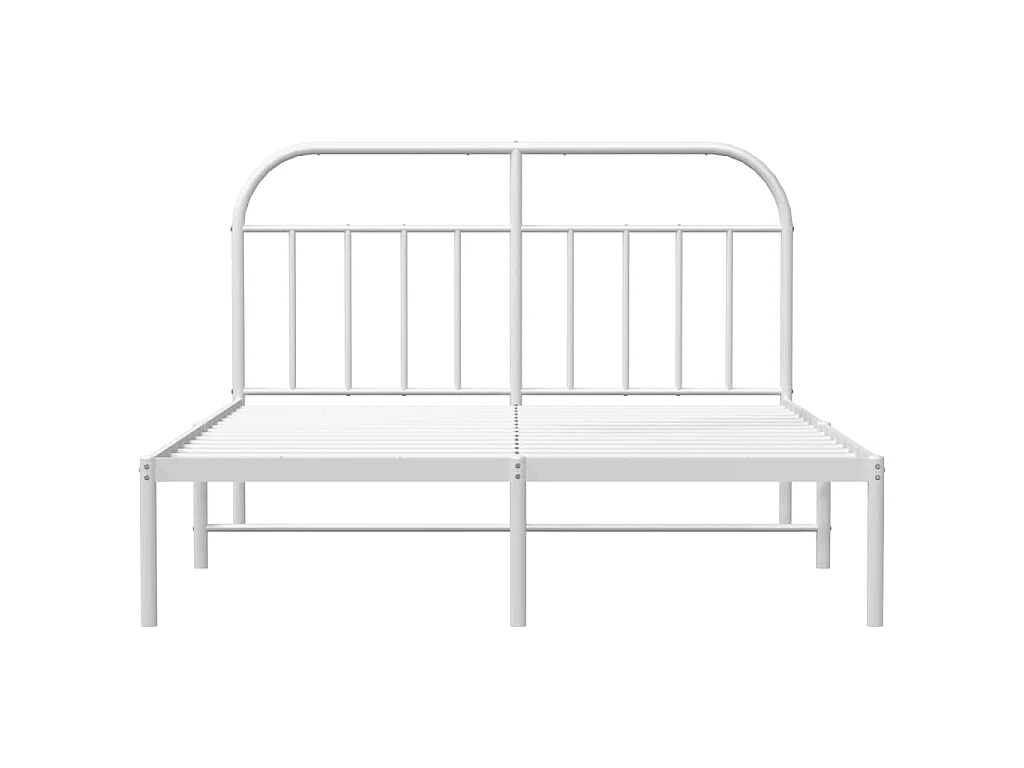Cadre de lit métal sans matelas et tête de lit blanc 160x200 cm