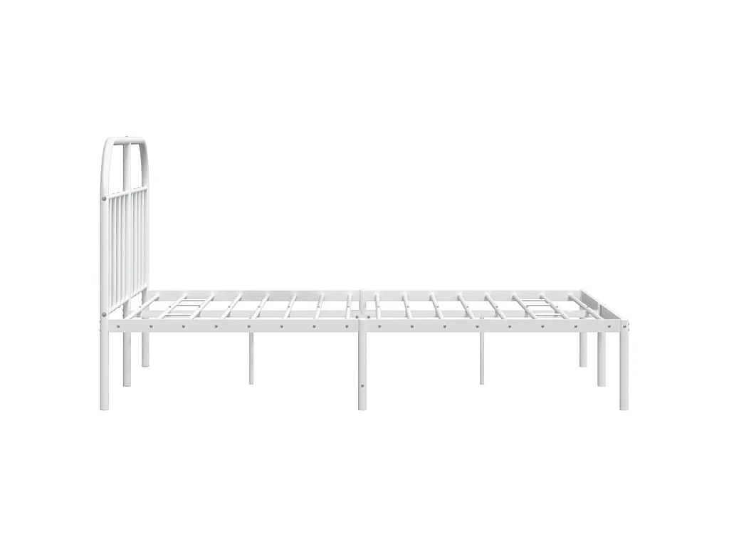 Cadre de lit métal sans matelas et tête de lit blanc 160x200 cm