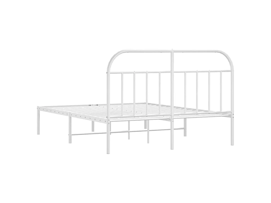 Cadre de lit métal sans matelas et tête de lit blanc 160x200 cm