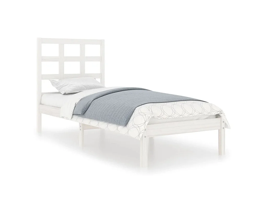 Estrutura cama pequena solteiro 75x190 cm madeira maciça branco
