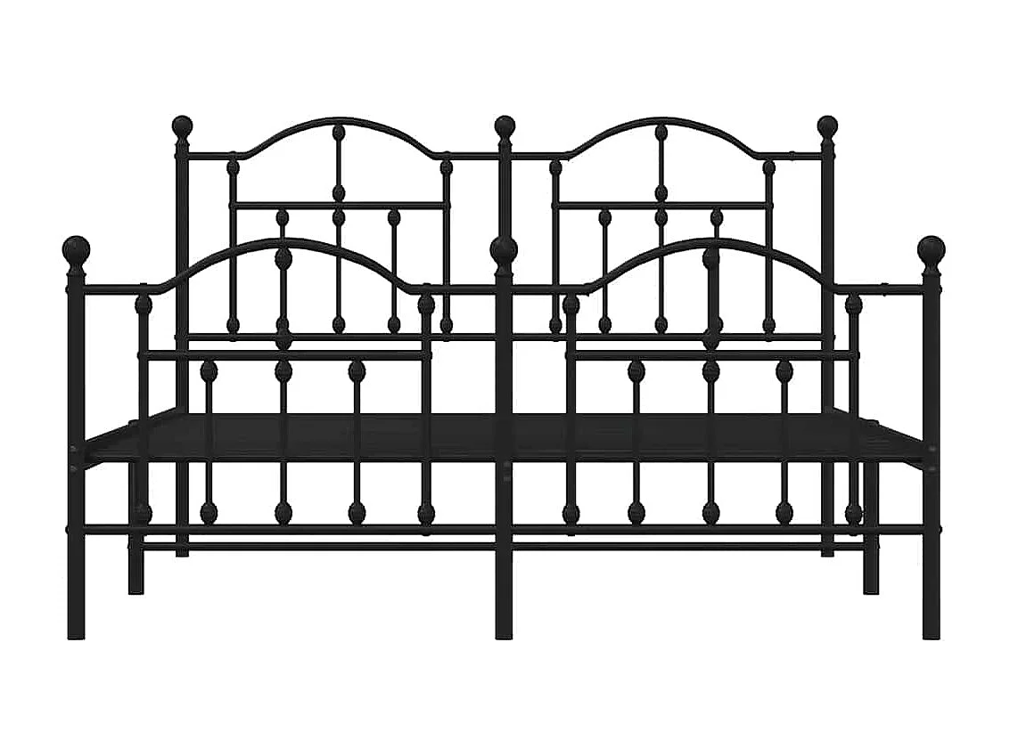 Cadre de lit métal sans matelas avec pied de lit noir 150x200cm