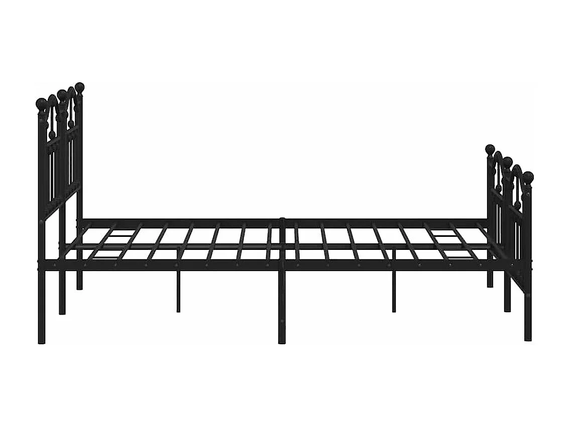 Cadre de lit métal sans matelas avec pied de lit noir 150x200cm