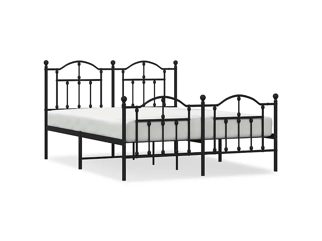 Cadre de lit métal sans matelas avec pied de lit noir 150x200cm