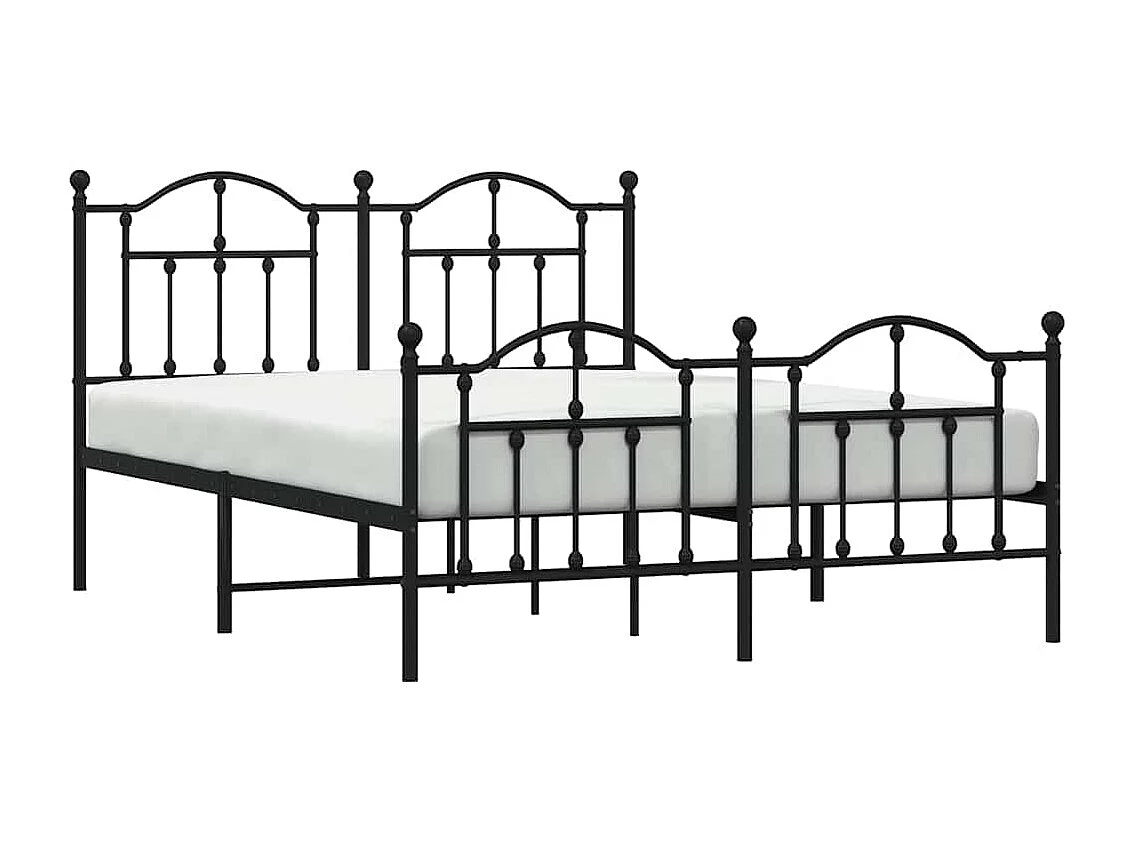 Cadre de lit métal sans matelas avec pied de lit noir 150x200cm