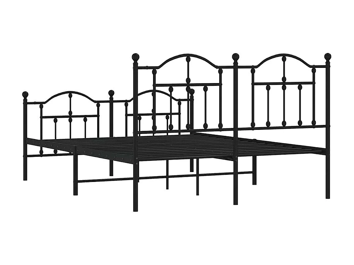 Cadre de lit métal sans matelas avec pied de lit noir 150x200cm