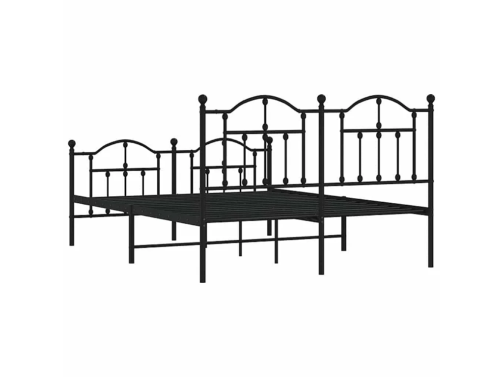 Bedframe met hoofd- en voeteneinde metaal zwart 150x200 cm