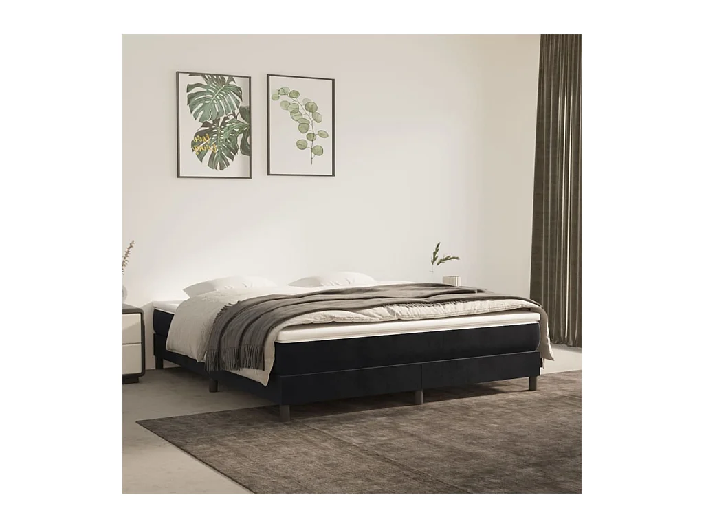 Cadre de lit sans matelas noir 160x200 cm velours