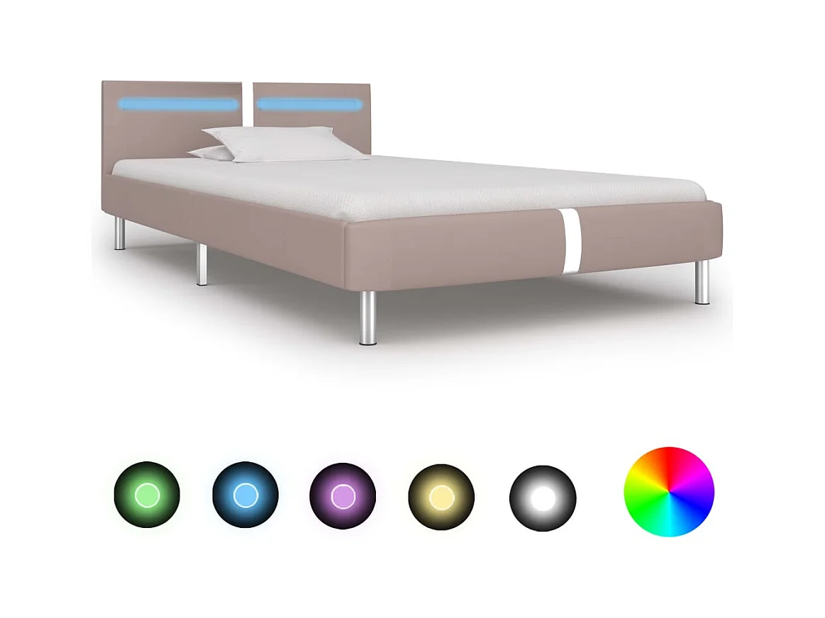 Cadre de lit avec LED sans matelas cappuccino 90x200 cm