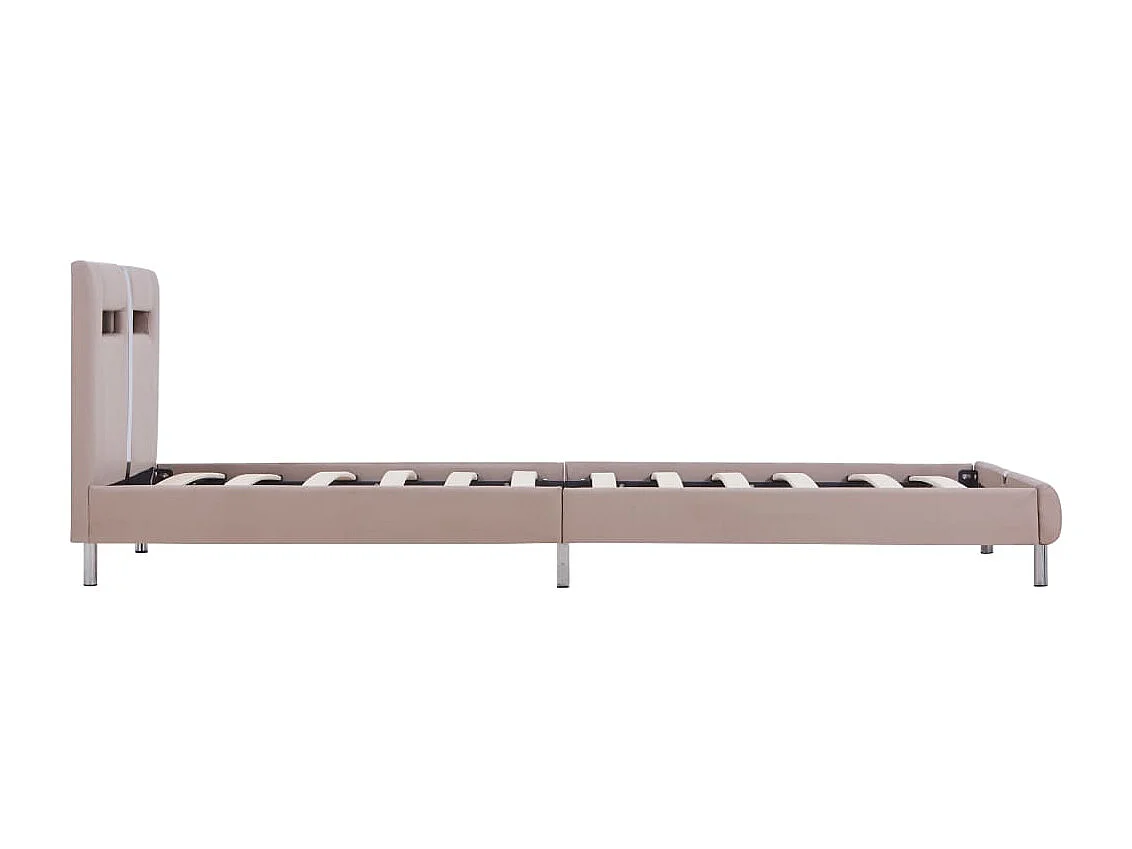 Bettgestell mit LED Cappuccino-Braun Kunstleder 90x200 cm
