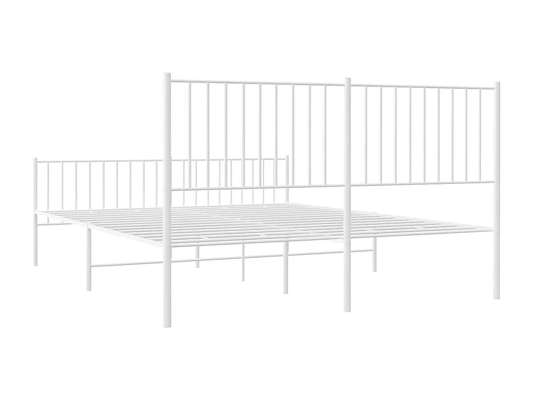 Cadre de lit métal sans matelas et pied de lit blanc 150x200 cm