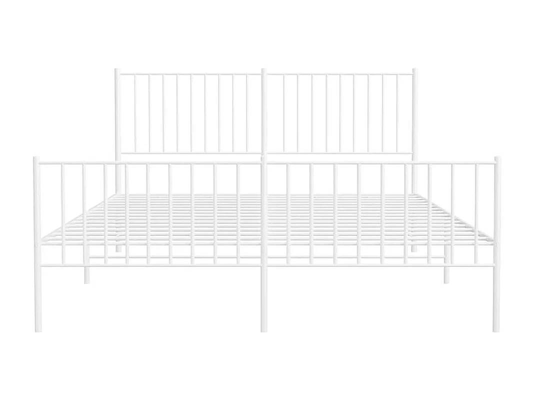 Cadre de lit métal sans matelas et pied de lit blanc 150x200 cm