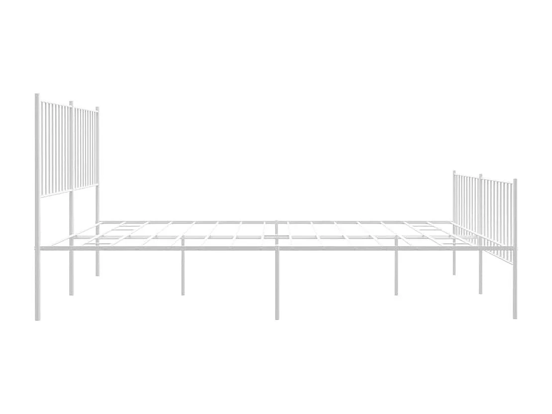 Cadre de lit métal sans matelas et pied de lit blanc 150x200 cm