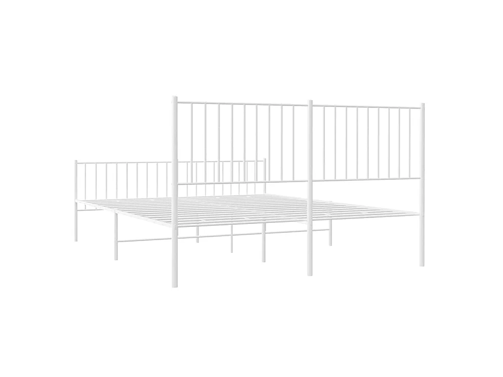 Bettgestell mit Kopf- und Fußteil Metall Weiß 150x200 cm