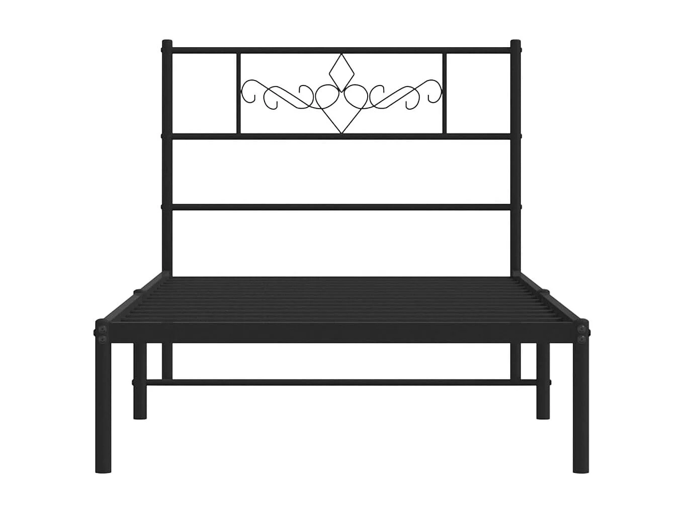 Bedframe met hoofdbord metaal zwart 90x200 cm