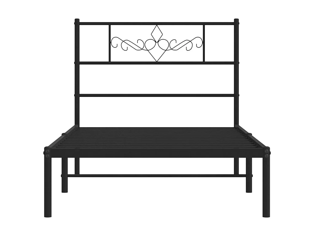 Cadre de lit métal sans matelas avec tête de lit noir 90x200 cm