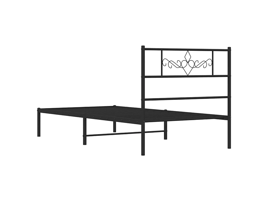 Cadre de lit métal sans matelas avec tête de lit noir 90x200 cm