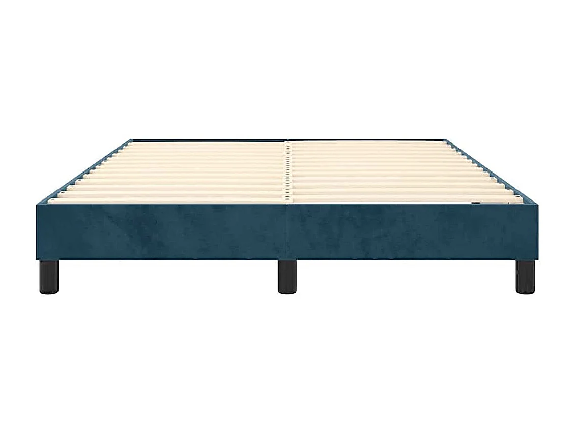 Cadre de lit à lattes bleu foncé 140x190 cm velours