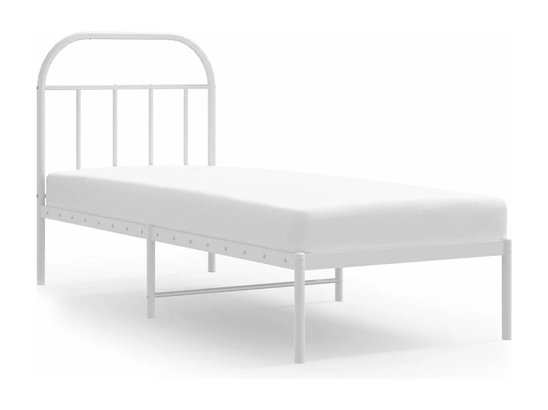 Giroletto senza Materaso con Testiera Metallo Bianco 75x190 cm