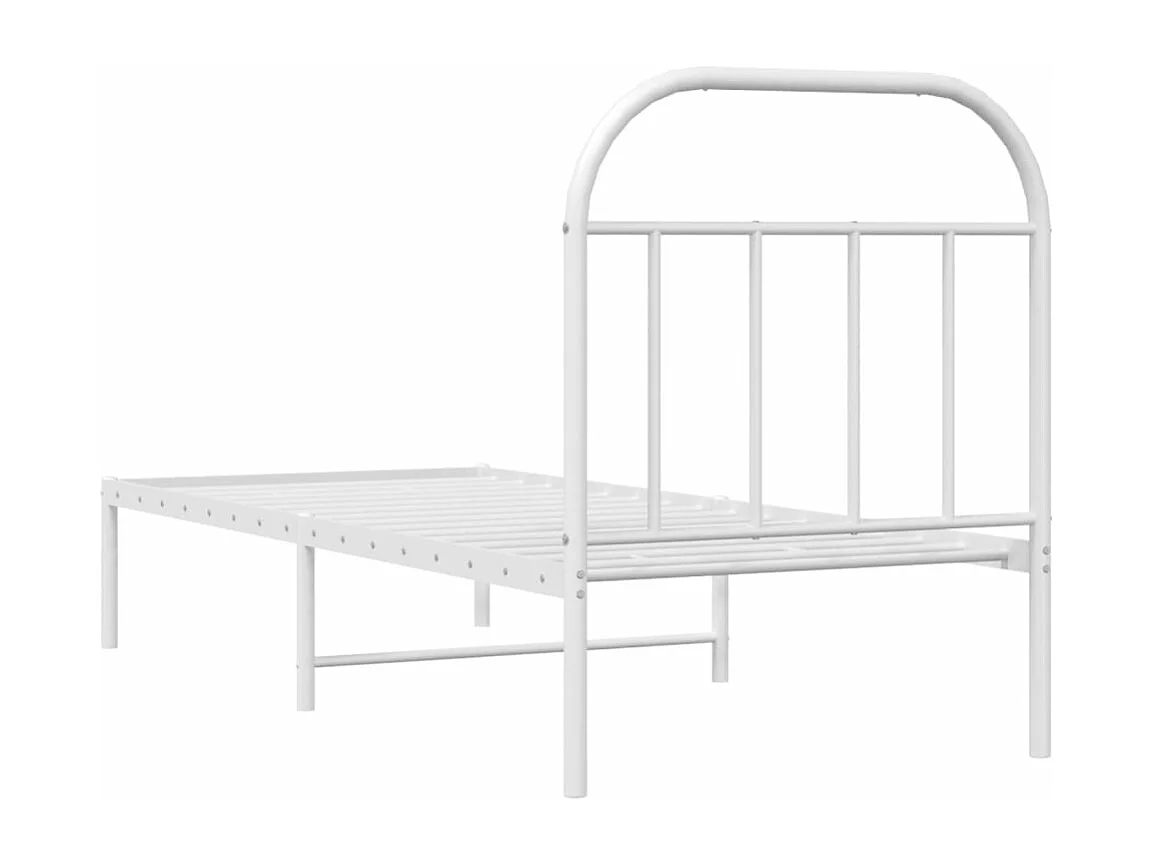 Bedframe met hoofdbord zonder matras metaal wit 75x190 cm