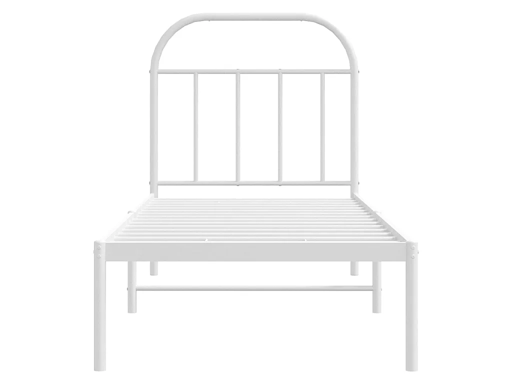 Cadre de lit métal sans matelas avec tête de lit blanc 75x190cm
