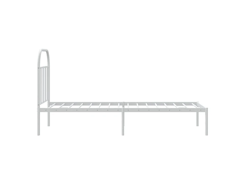 Cadre de lit métal sans matelas avec tête de lit blanc 75x190cm
