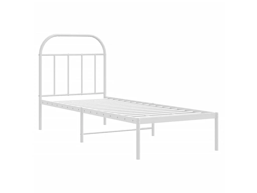 Cadre de lit métal sans matelas avec tête de lit blanc 75x190cm
