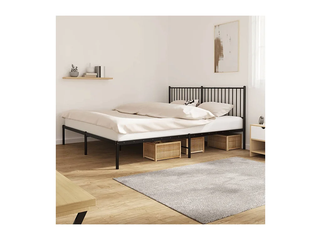 Bettgestell mit Kopfteil Metall Schwarz 180x200 cm