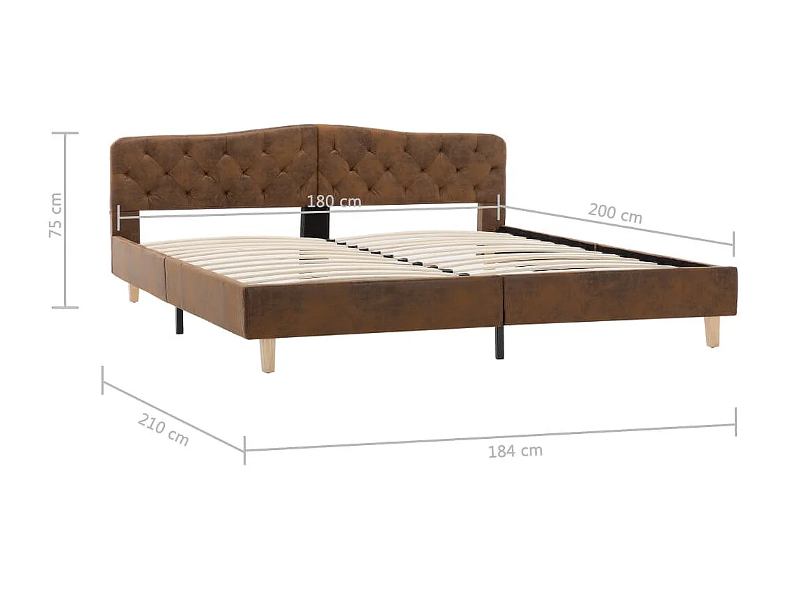 Bettgestell Braun Wildleder-Optik 180x200 cm