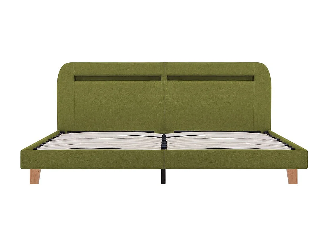 Cadre de lit avec LED sans matelas vert tissu 160x200 cm