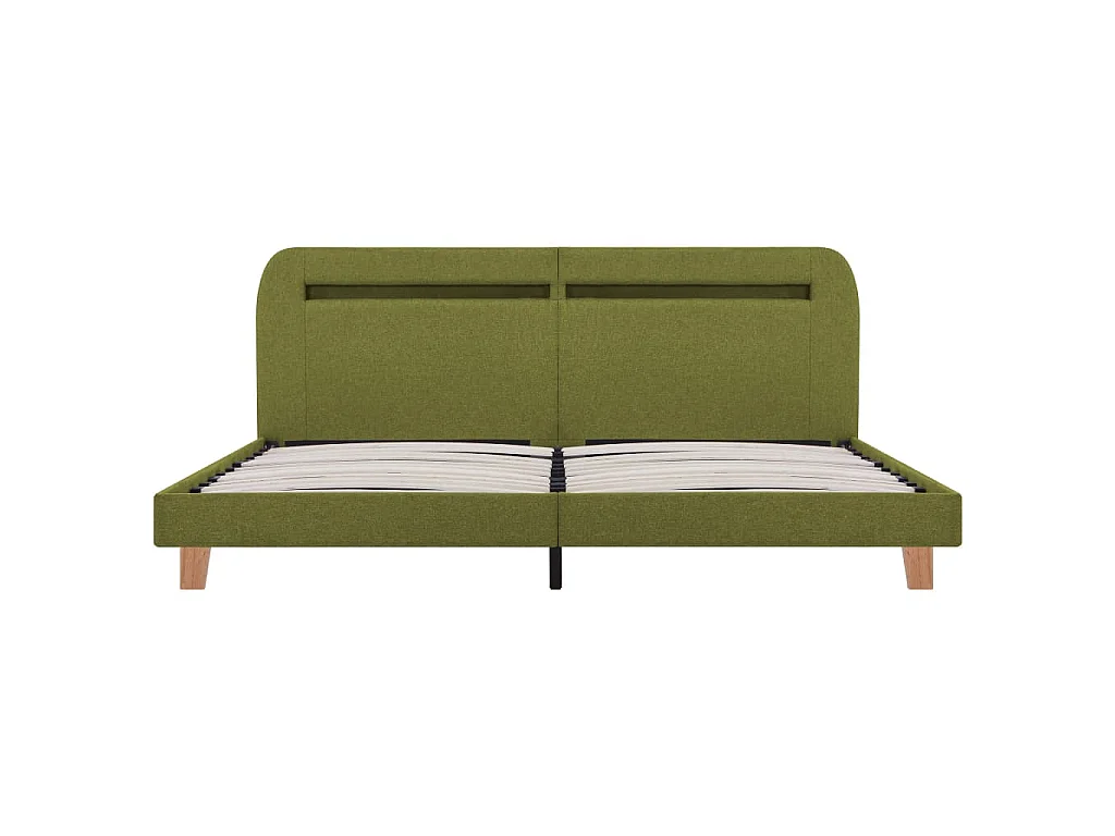 Cadre de lit avec LED sans matelas vert tissu 160x200 cm