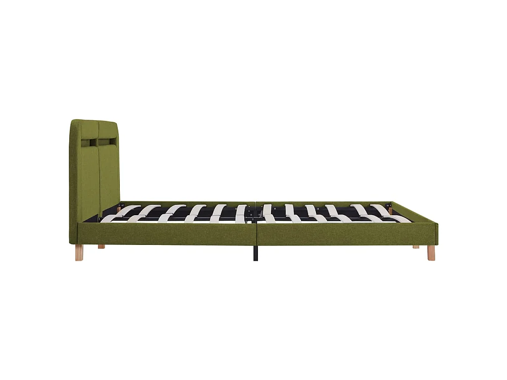 Cadre de lit avec LED sans matelas vert tissu 160x200 cm