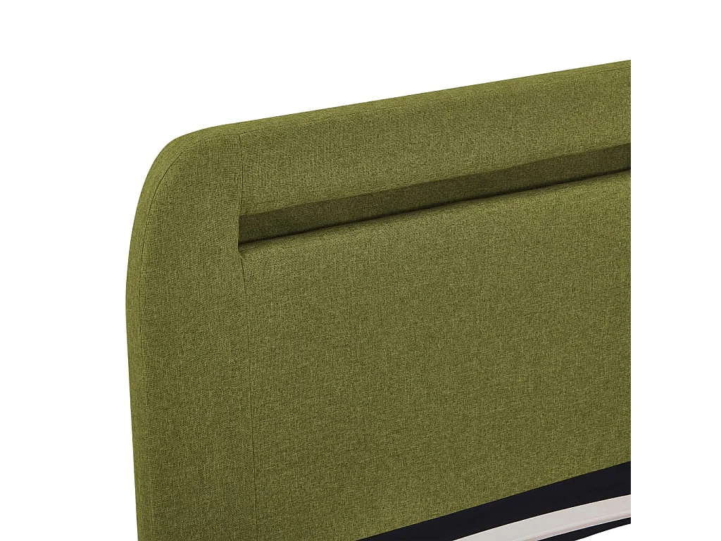 Cadre de lit avec LED sans matelas vert tissu 160x200 cm