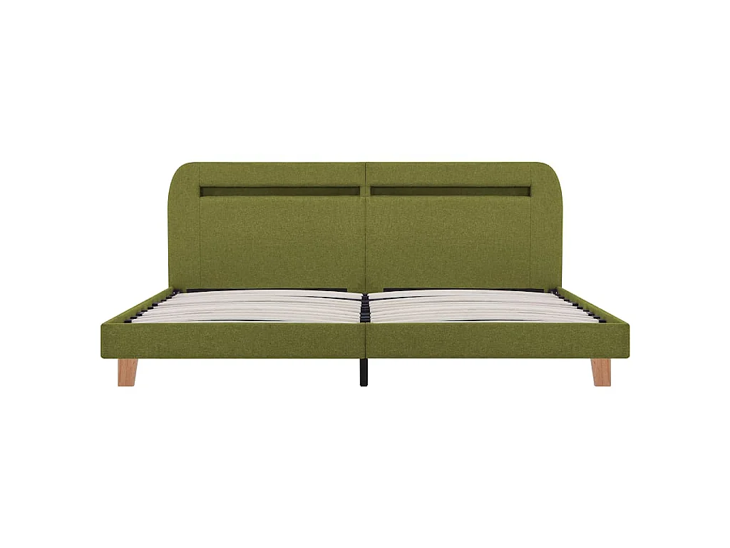 Cadre de lit avec LED sans matelas vert tissu 160x200 cm