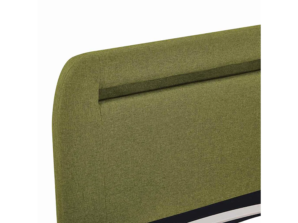 Cadre de lit avec LED sans matelas vert tissu 160x200 cm