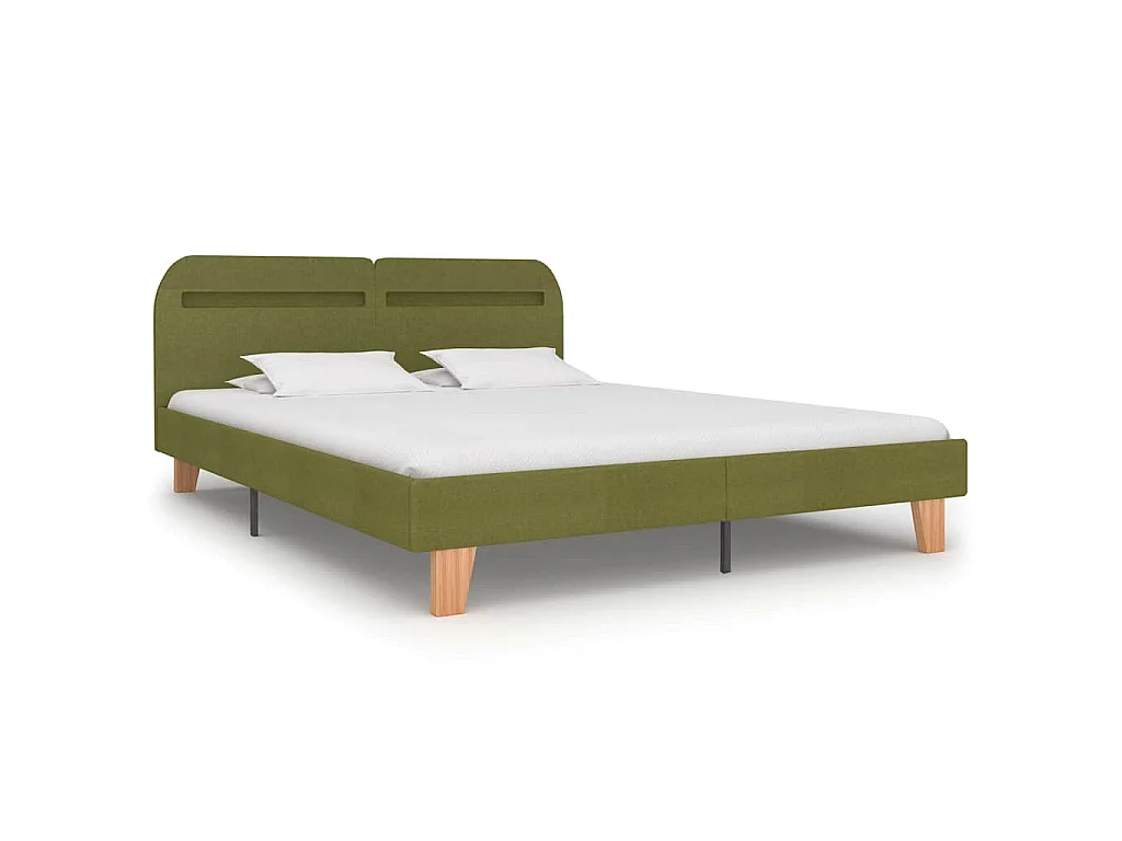Cadre de lit avec LED sans matelas vert tissu 160x200 cm