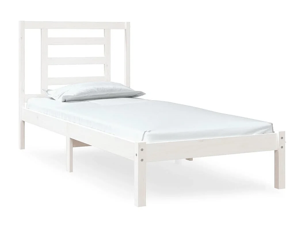 Cadre de lit sans matelas blanc 75x190 cm bois massif