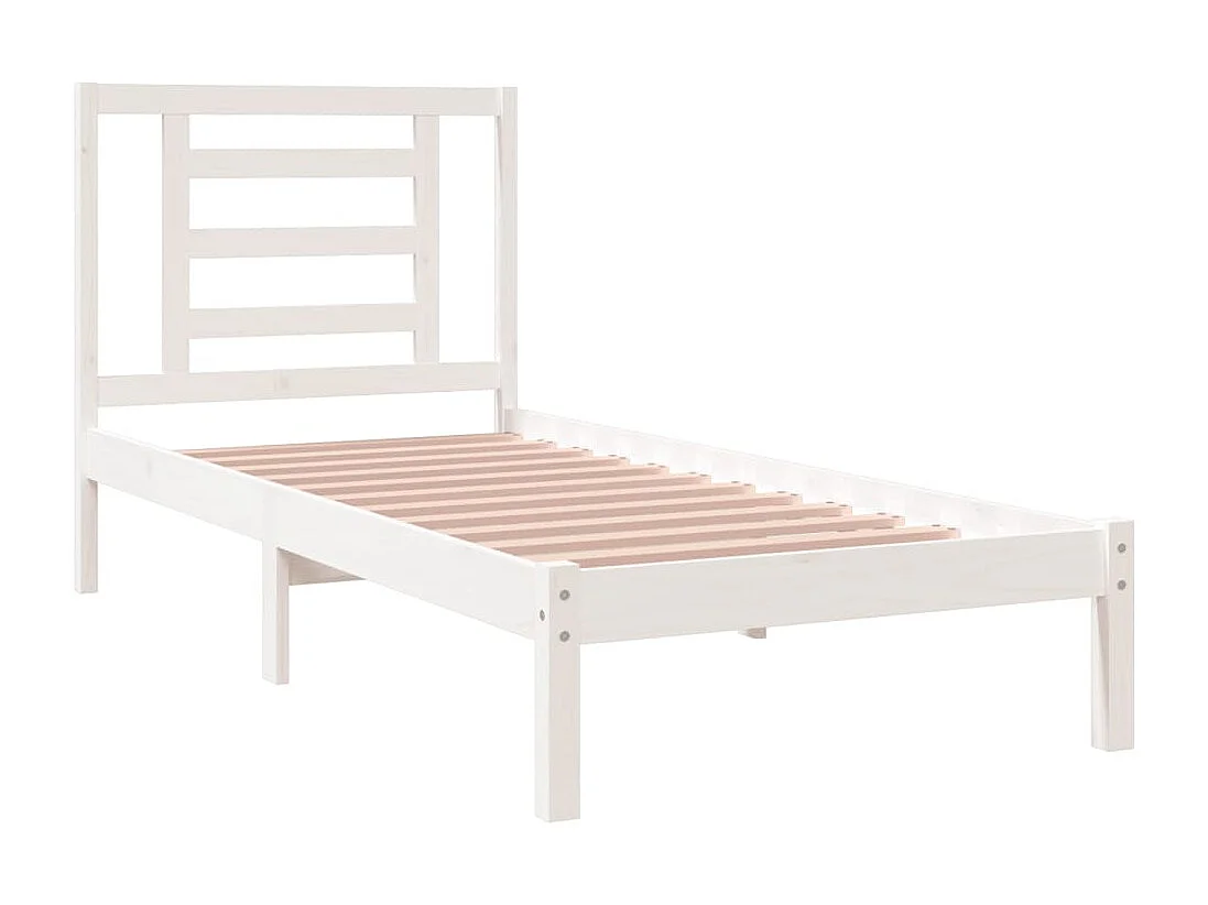 Cadre de lit sans matelas blanc 75x190 cm bois massif
