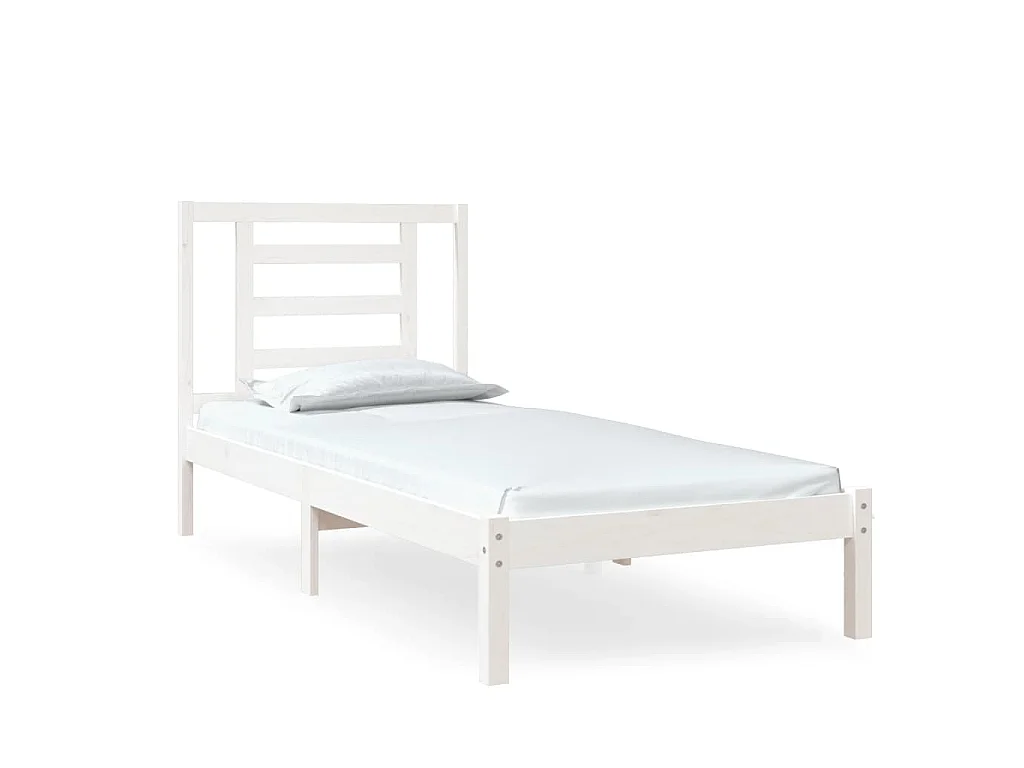 Bedframe massief hout wit 75x190 cm