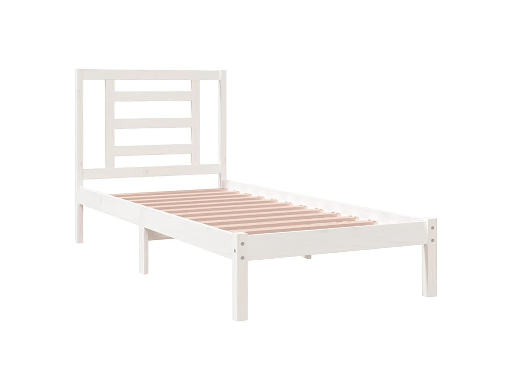Bedframe massief hout wit 75x190 cm