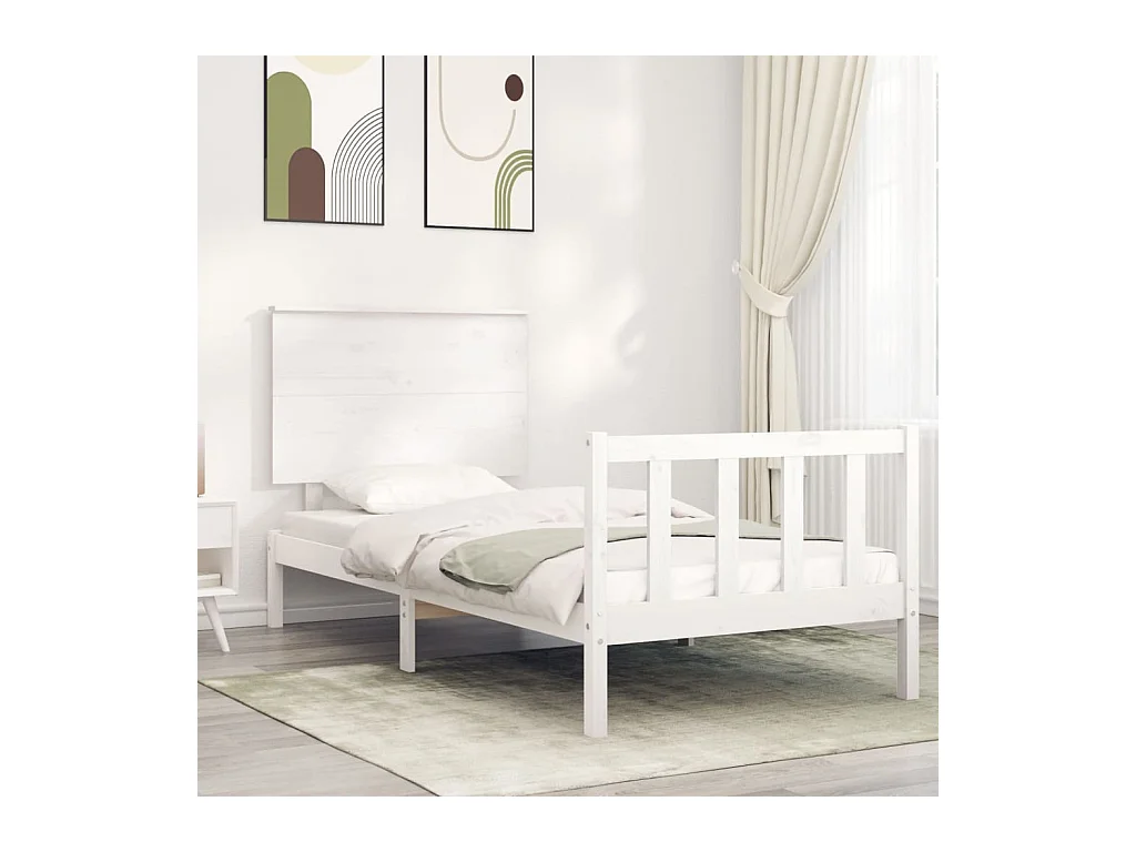 Giroletto senza Materasso Bianco 90x200 cm Legno Massello Pino
