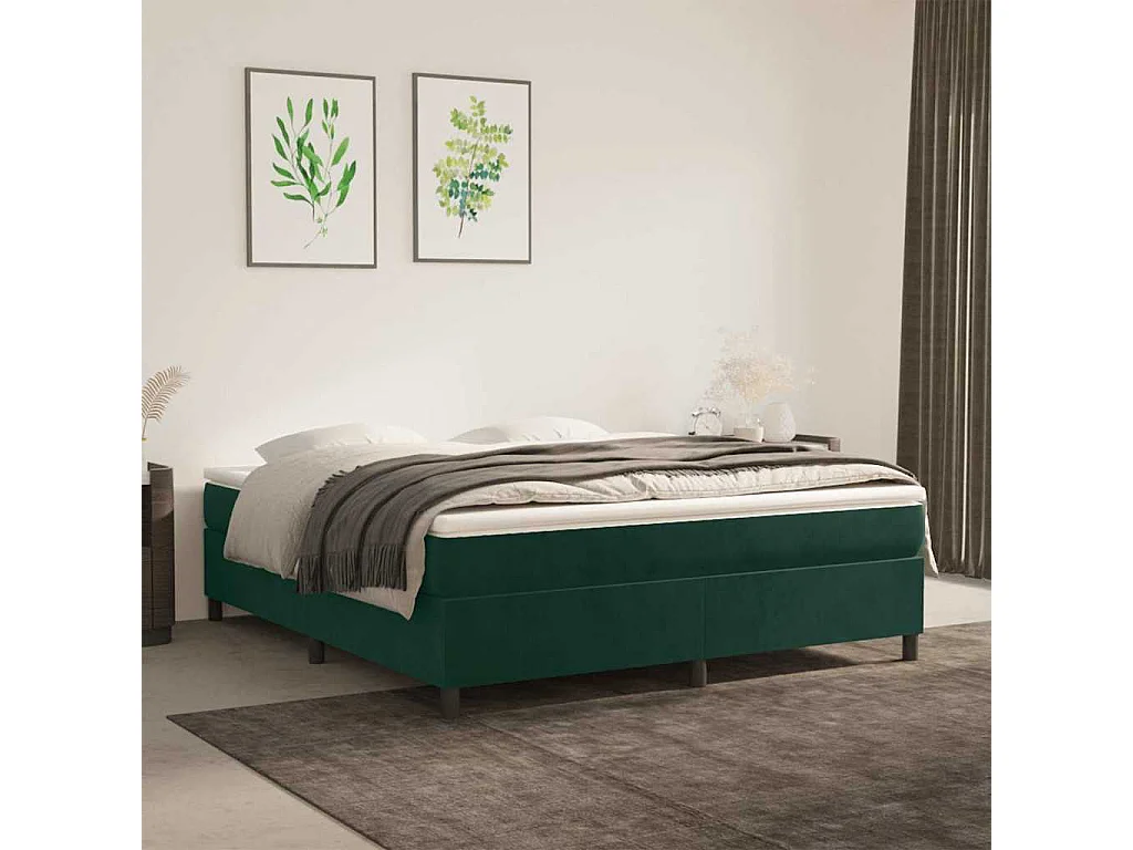 Struttura Letto a Rete a Molle Verde Scuro 180x200 cm in Velluto