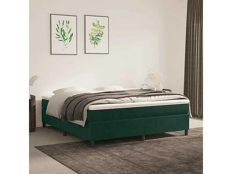 Struttura Letto a Rete a Molle Verde Scuro 180x200 cm in Velluto