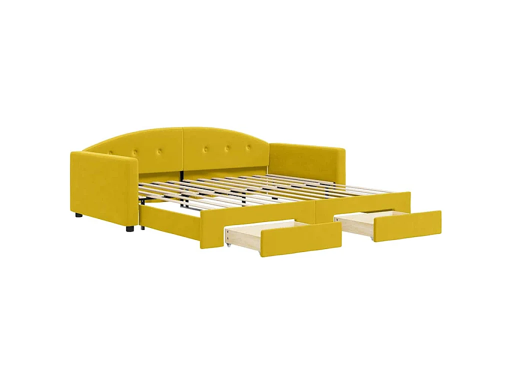 Sofá cama nido con cajones terciopelo amarillo 100x200 cm