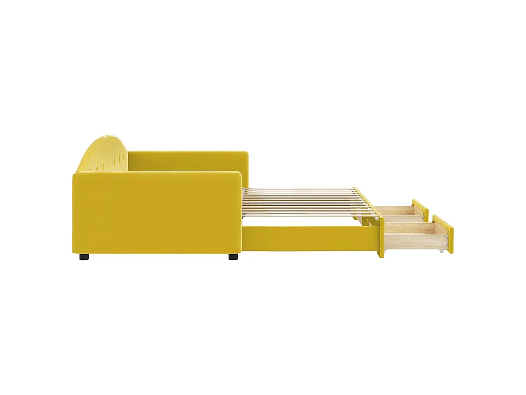Sofá cama nido con cajones terciopelo amarillo 100x200 cm