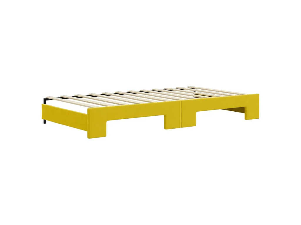 Sofá cama nido con cajones terciopelo amarillo 100x200 cm