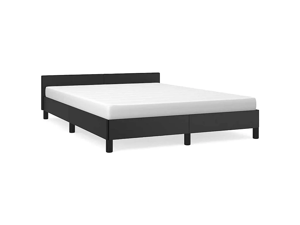 Cadre de lit avec tête de lit sans matelas noir 140x190 cm